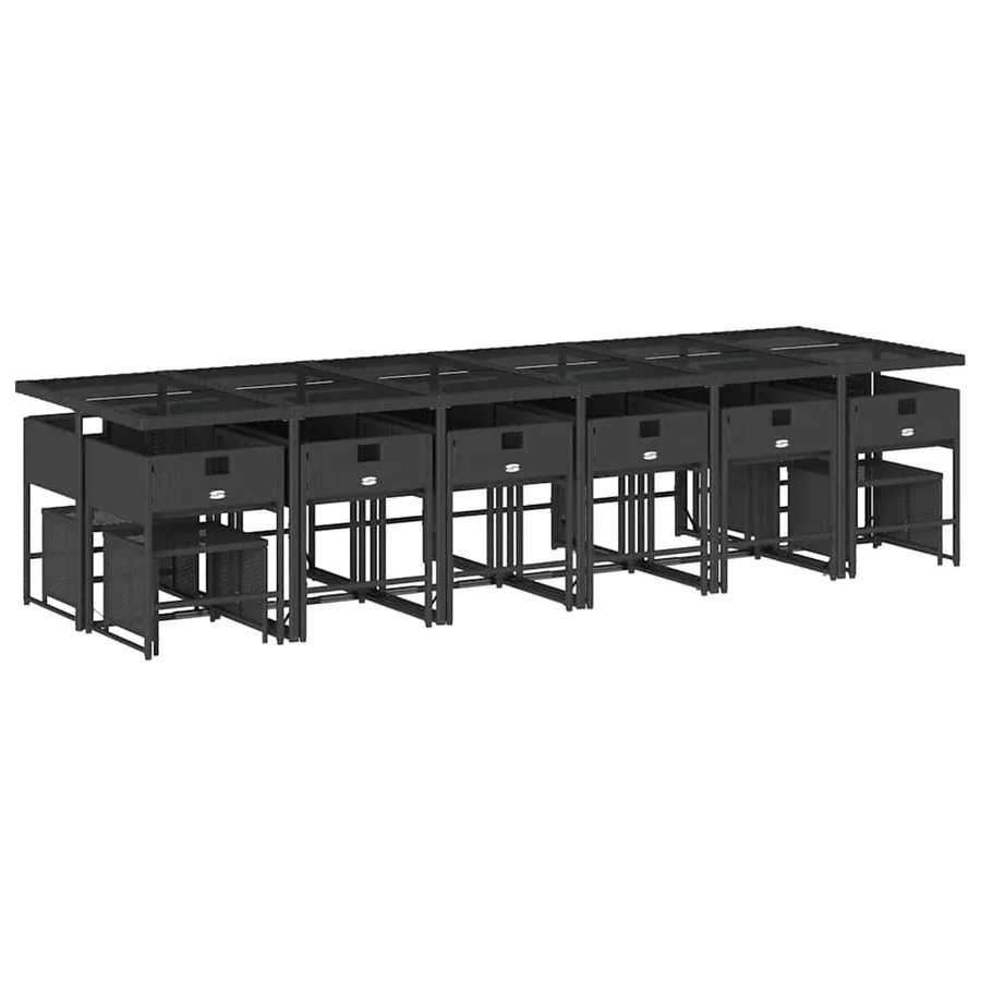 Ensemble à manger de jardin 17 pcs coussins noir résine tressée - 5