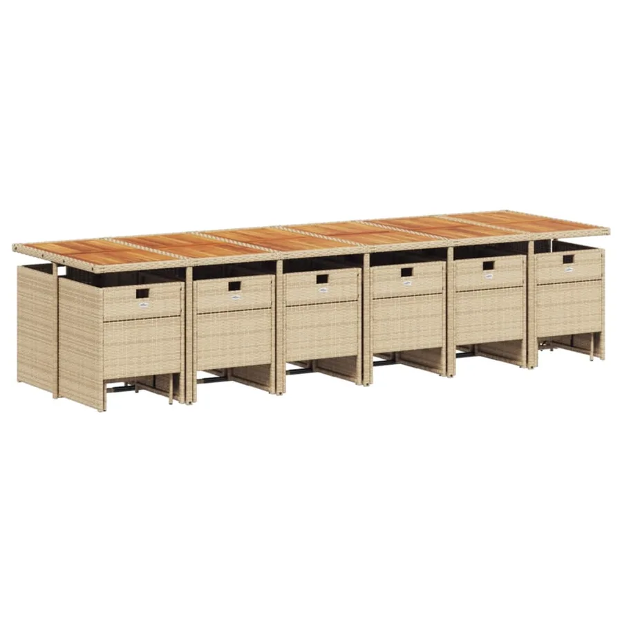 Ensemble à manger de jardin et coussins 17 pcs beige - 3