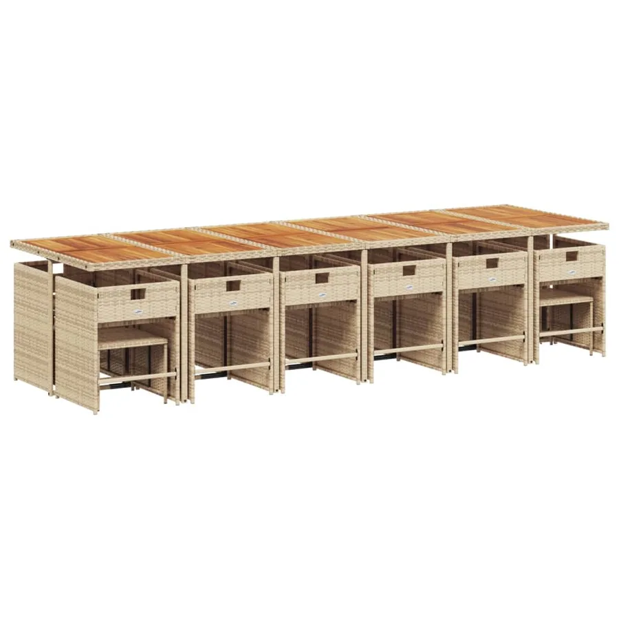 Ensemble à manger de jardin et coussins 17 pcs beige - 5