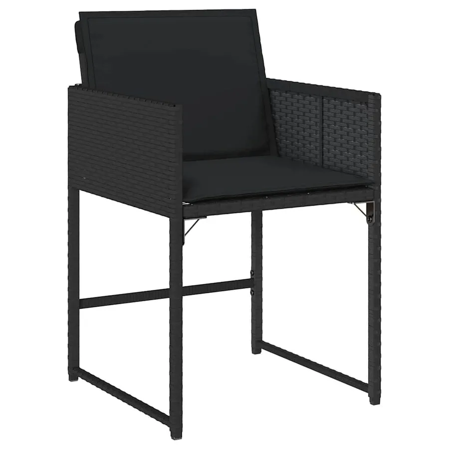 Ensemble à manger de jardin 9pcs coussins noir résine tressée - 6