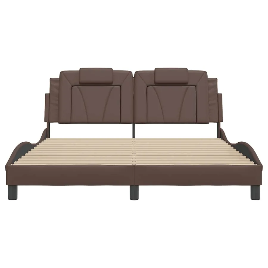 Cadre de lit Viana sans matelas marron 160x200 cm similicuir - 4