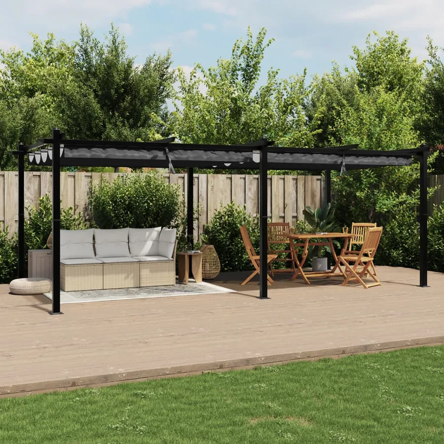 Tonnelle avec toit rétractable anthracite 3x6 m aluminium - 3