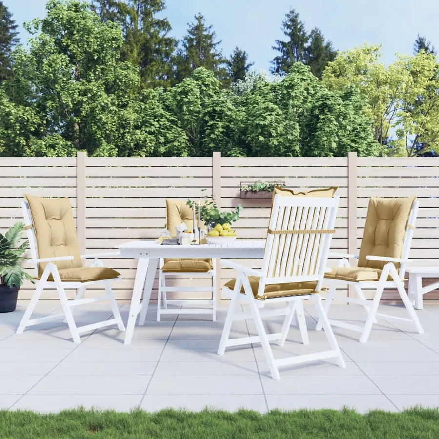 Coussins de chaise à dossier haut lot de 4 beige mélangé tissu - 3