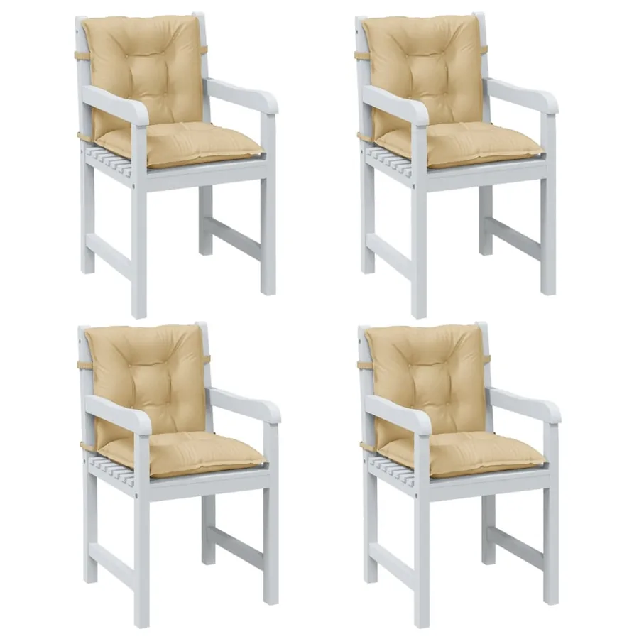 Coussins de chaise à dossier bas lot de 4 beige mélangé tissu