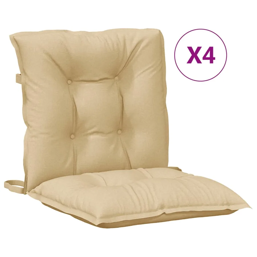 Coussins de chaise à dossier bas lot de 4 beige mélangé tissu - 2