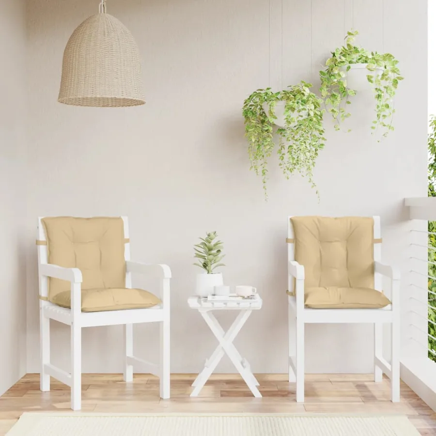 Coussins de chaise à dossier bas lot de 4 beige mélangé tissu - 3