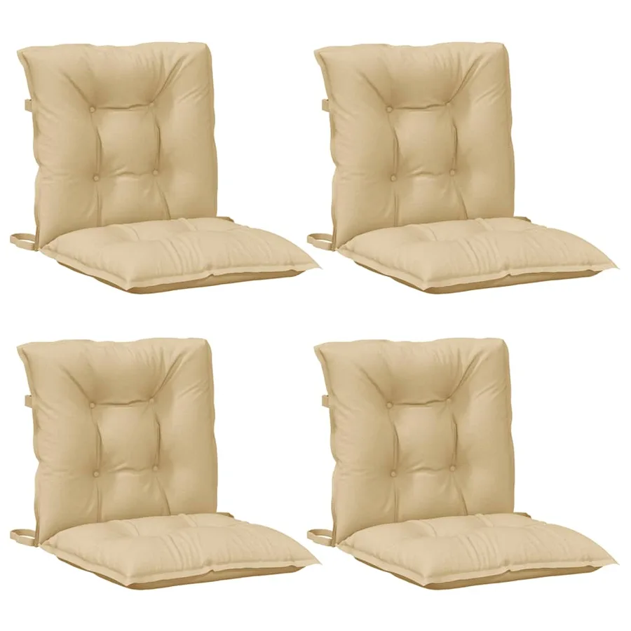 Coussins de chaise à dossier bas lot de 4 beige mélangé tissu - 4