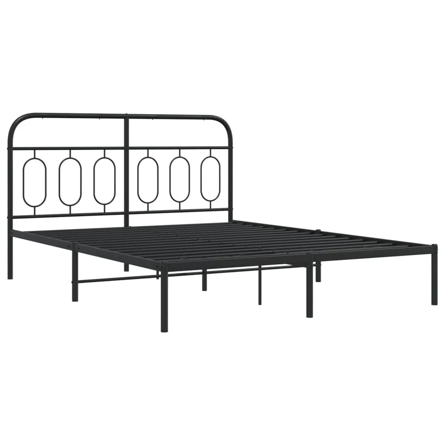 Cadre de lit métal sans matelas avec tête de lit noir 140x190cm - 3