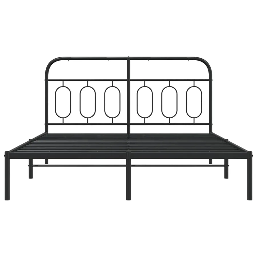 Cadre de lit métal sans matelas avec tête de lit noir 140x190cm - 4