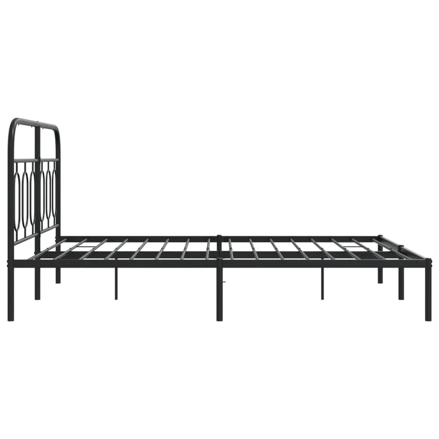 Cadre de lit métal sans matelas avec tête de lit noir 140x190cm - 5