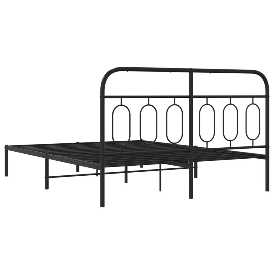 Cadre de lit métal sans matelas avec tête de lit noir 140x190cm - 6