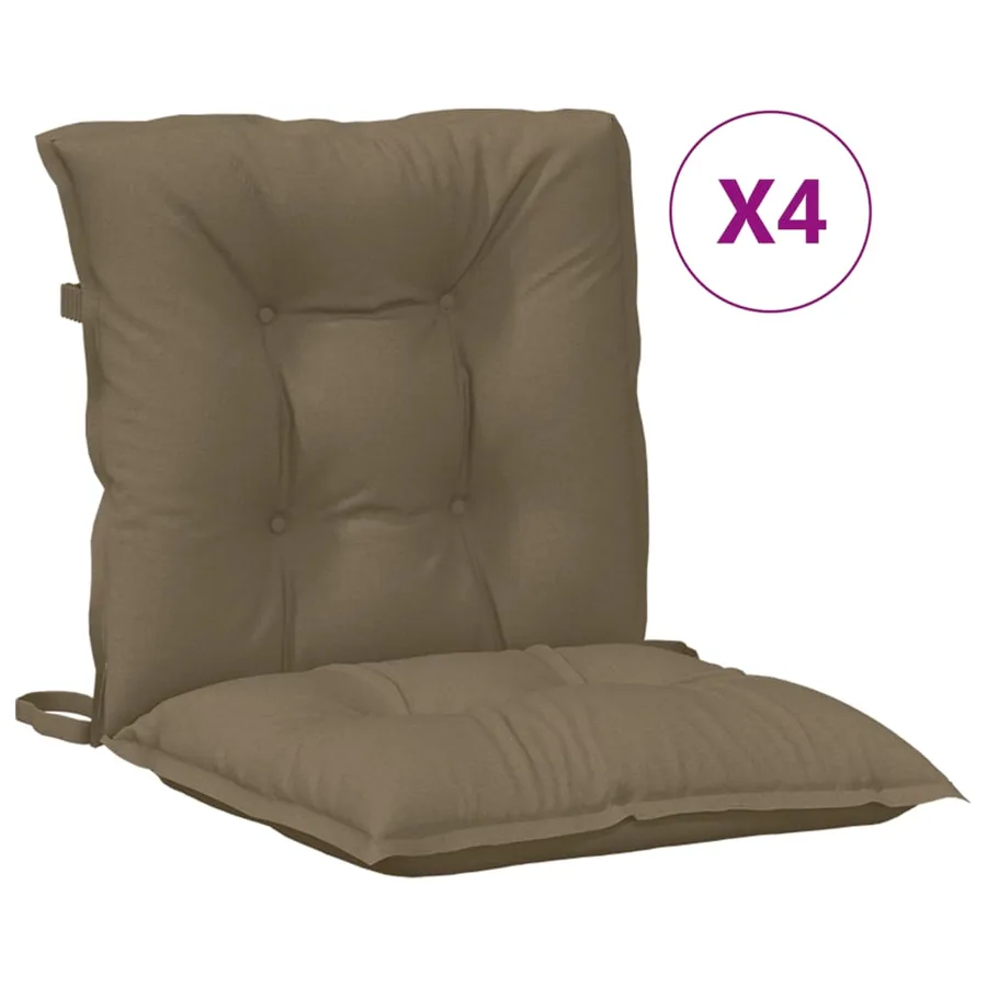 Coussins de chaise à dossier bas lot de 4 taupe mélangé tissu - 2