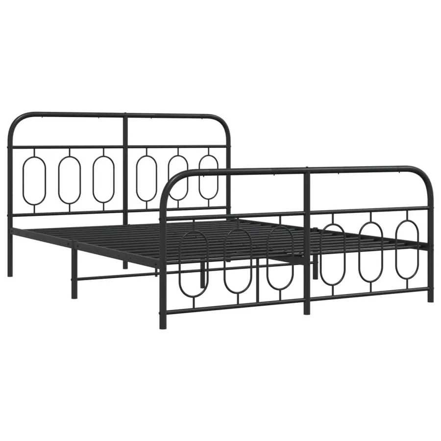 Cadre de lit métal sans matelas avec pied de lit noir 135x190cm - 3