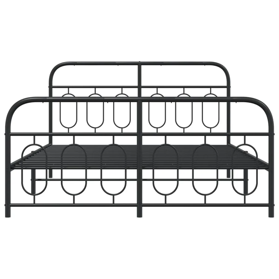 Cadre de lit métal sans matelas avec pied de lit noir 135x190cm - 4