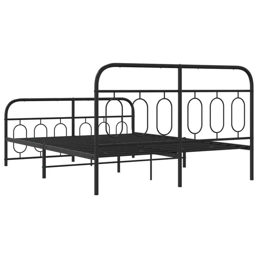 Cadre de lit métal sans matelas avec pied de lit noir 135x190cm - 6