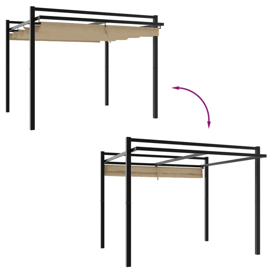 Tonnelle de jardin avec toit rétractable taupe 3x3 m aluminium - 3