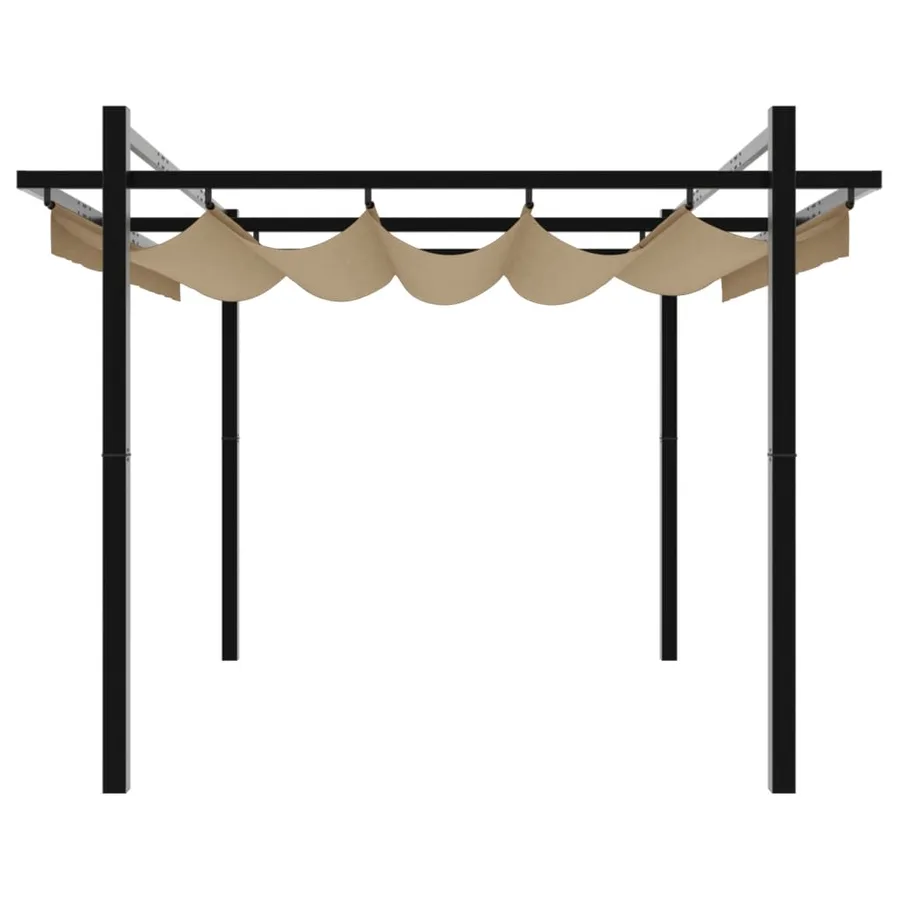 Tonnelle de jardin avec toit rétractable taupe 3x3 m aluminium - 5