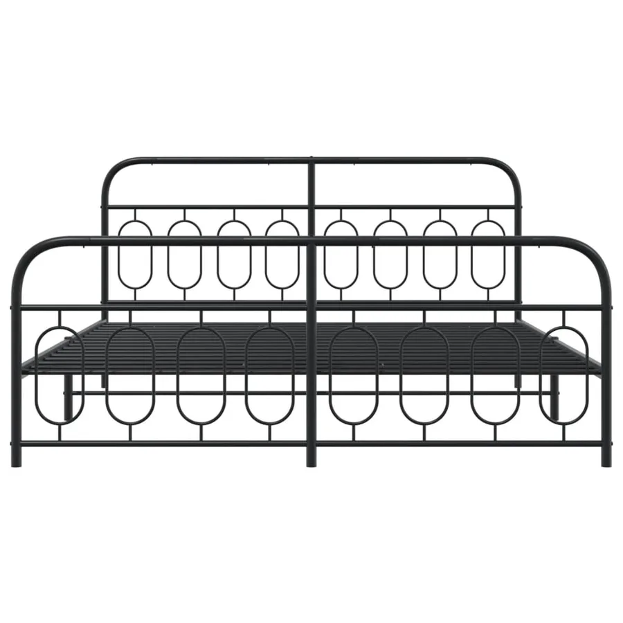 Cadre de lit métal sans matelas avec pied de lit noir 193x203cm - 4