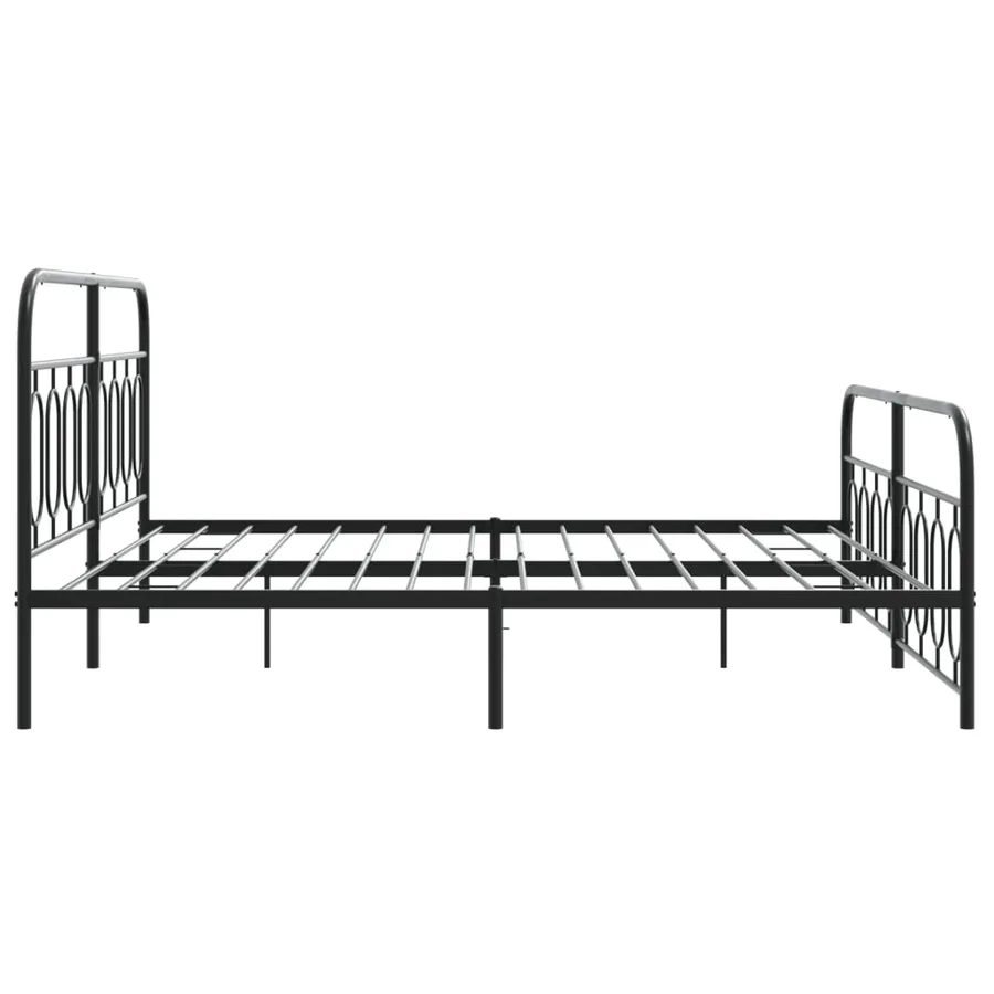 Cadre de lit métal sans matelas avec pied de lit noir 193x203cm - 5