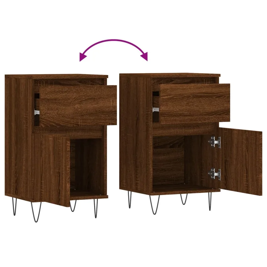 Buffets 2 pcs chêne marron 40x35x70 cm bois d'ingénierie - 10