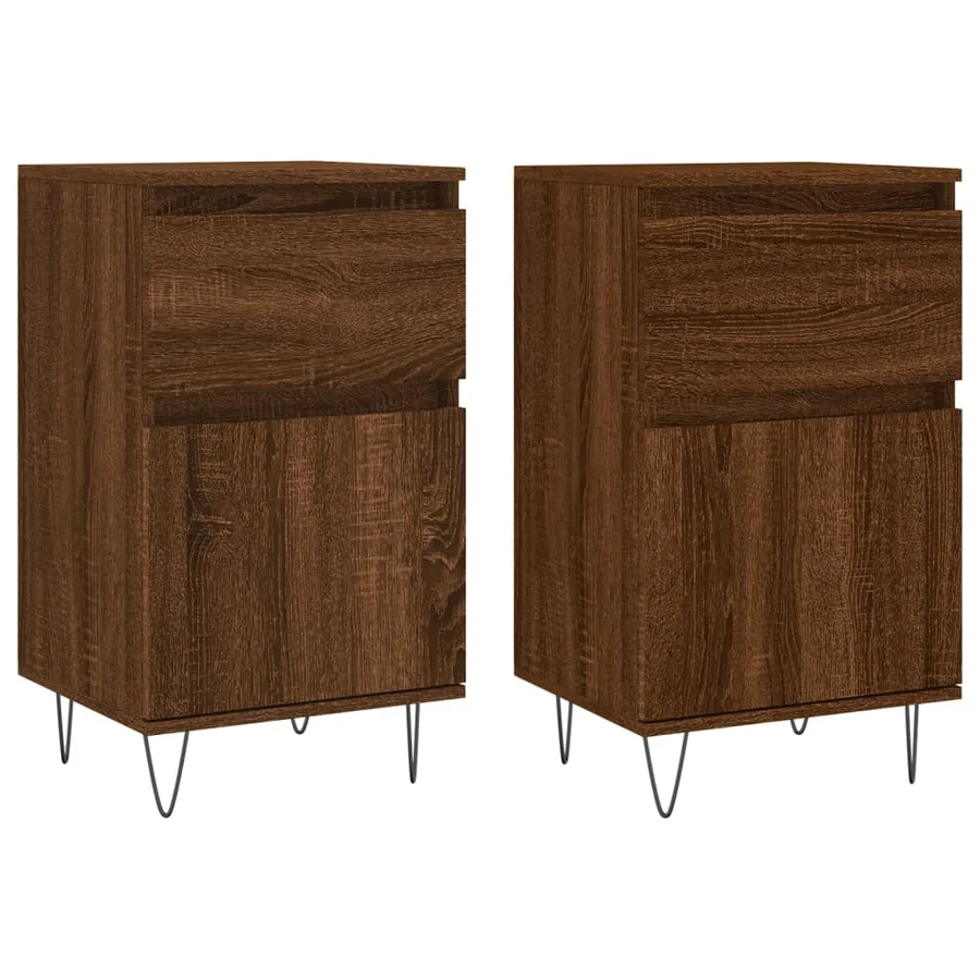 Buffets 2 pcs chêne marron 40x35x70 cm bois d'ingénierie - 2