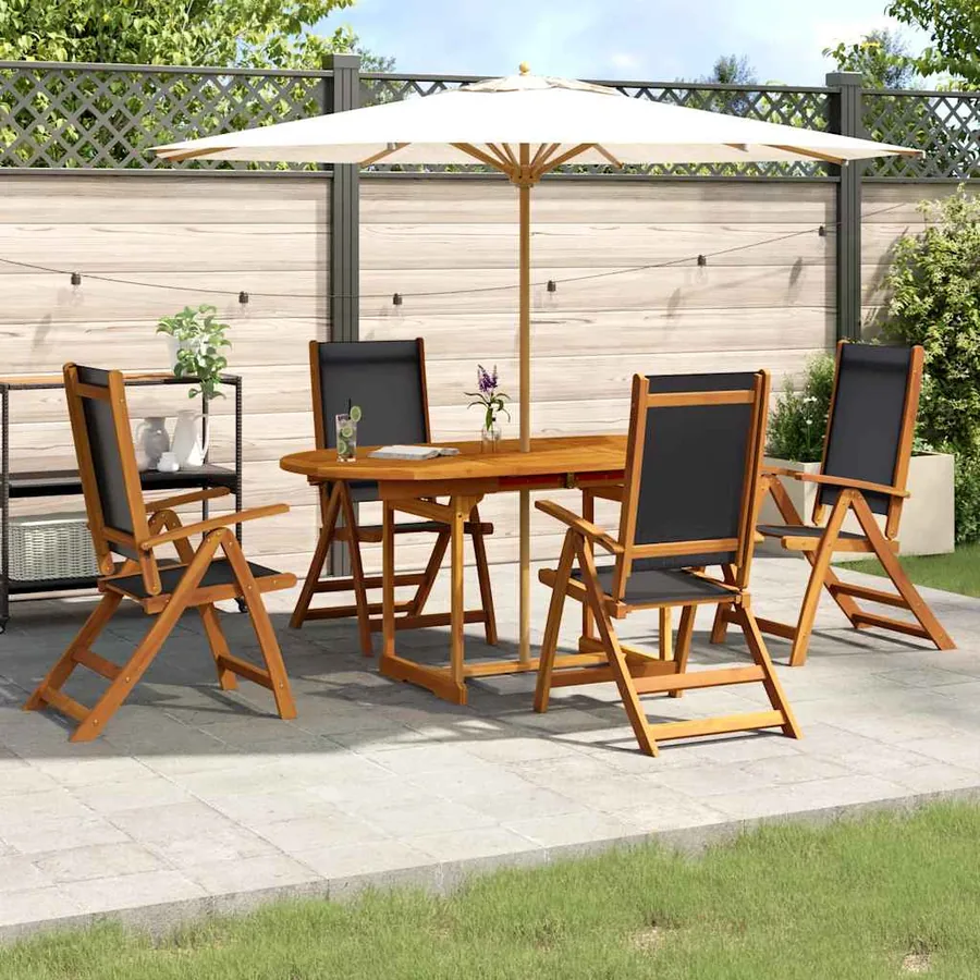 Ensemble à manger de jardin 5pcs bois d'acacia solide textilène
