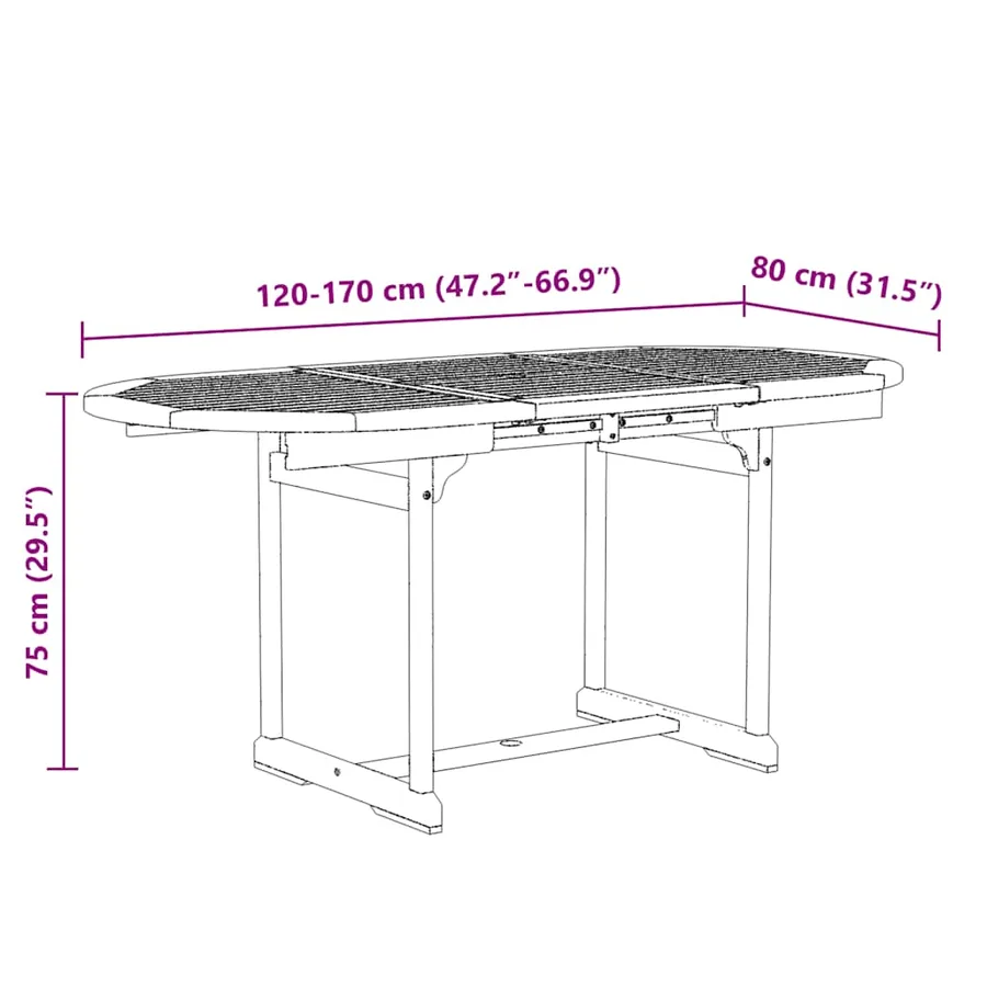 Ensemble à manger de jardin 5pcs bois d'acacia solide textilène - 13