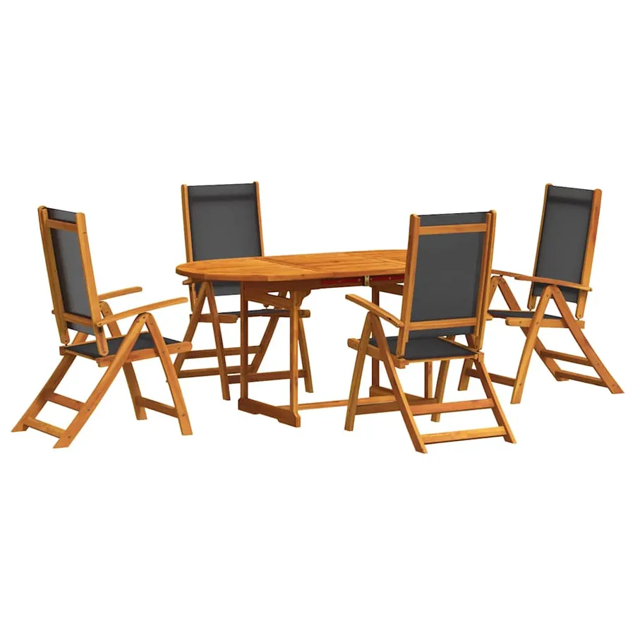 Ensemble à manger de jardin 5pcs bois d'acacia solide textilène - 2