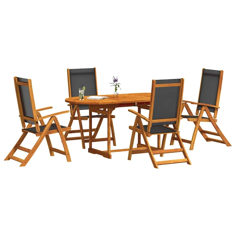 Ensemble à manger de jardin 5pcs bois d'acacia solide textilène - 3