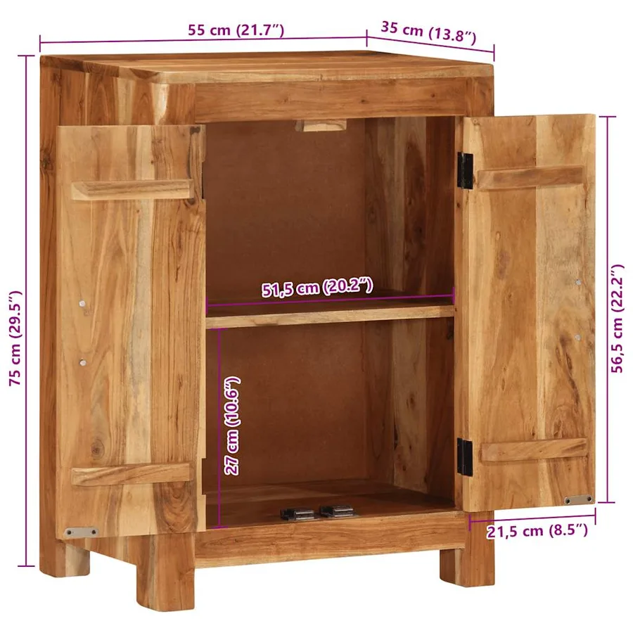 Buffet 55x35x75 cm bois massif d'acacia - 10