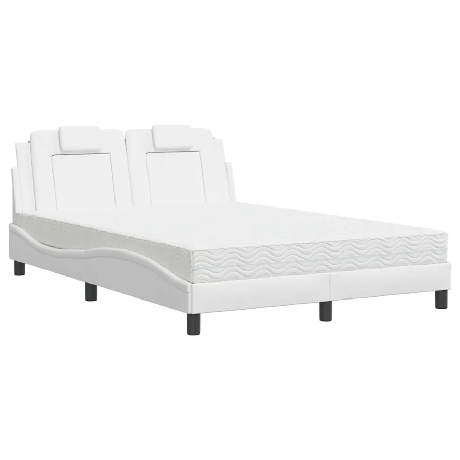 Lit Viana avec matelas blanc 140x190 cm similicuir - 2