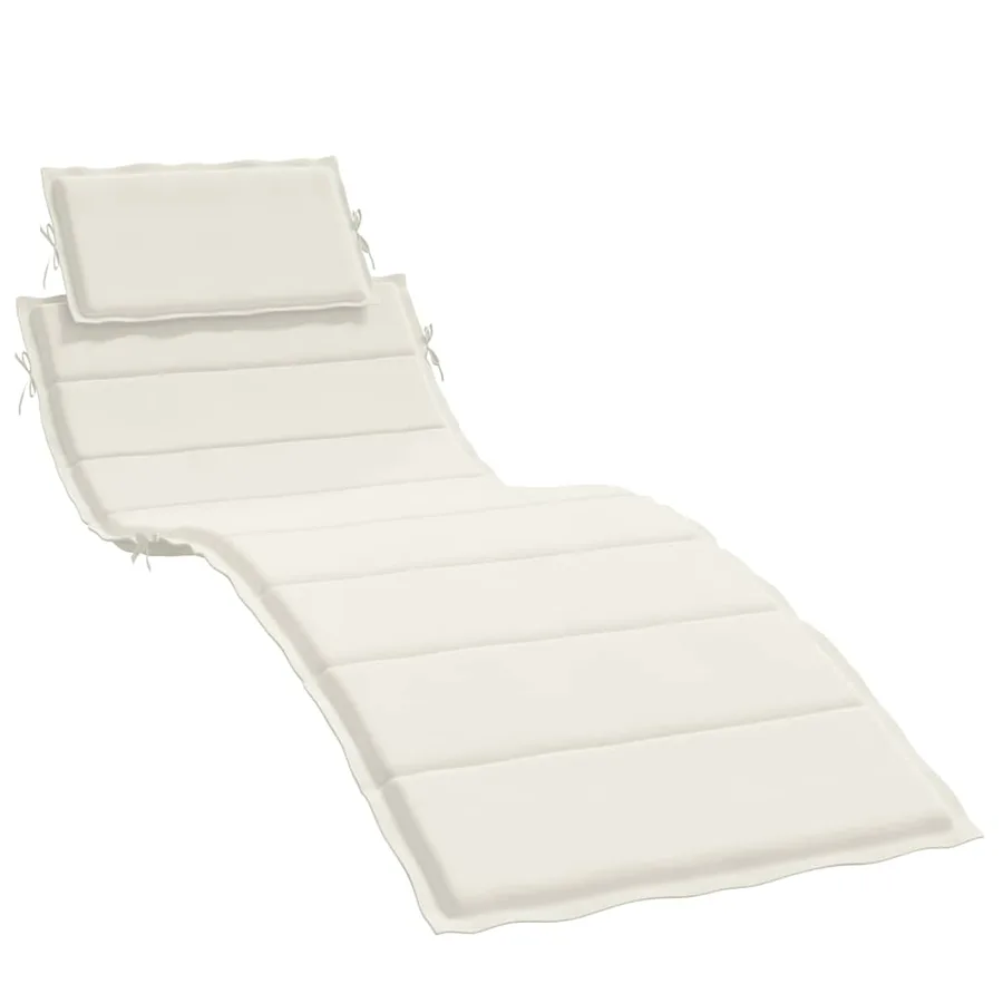 Coussin de chaise longue crème mélangé 186x58x4 cm tissu - 2