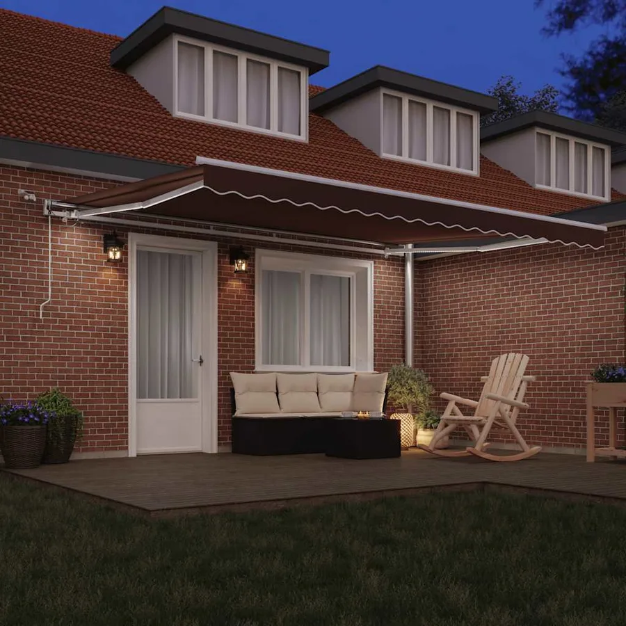 Auvent rétractable automatique avec LED marron 450x300 cm - 3