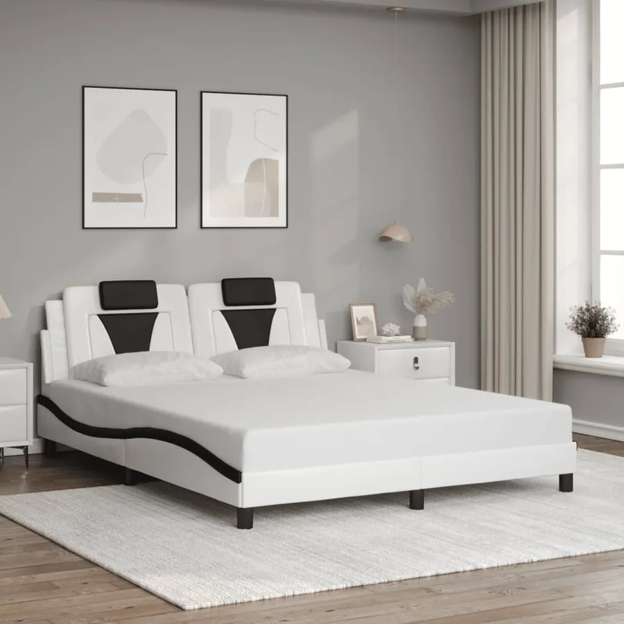 Cadre de lit Viana avec LED sans matelas blanc et noir 160x200 cm - 4