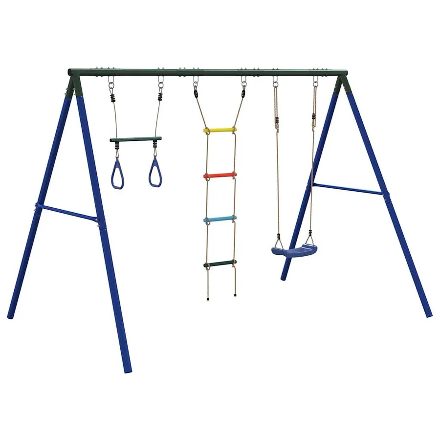 Jeu de balançoire extérieur avec balançoire trapèze et échelle - 5