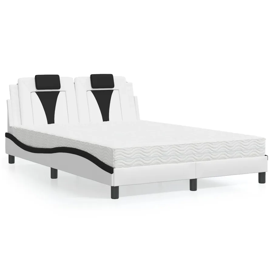 Lit Viana avec matelas blanc et noir 140x200 cm similicuir