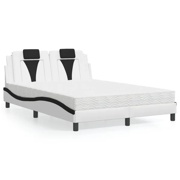 Lit Viana avec matelas blanc et noir 140x200 cm similicuir