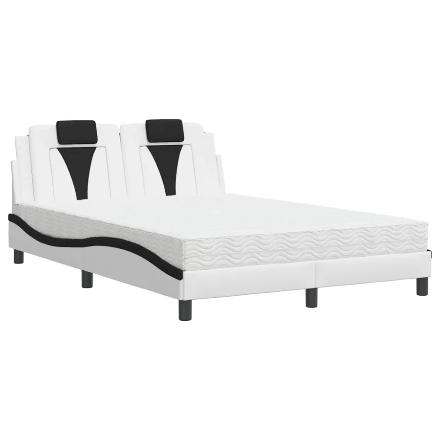 Lit Viana avec matelas blanc et noir 140x200 cm similicuir - 2