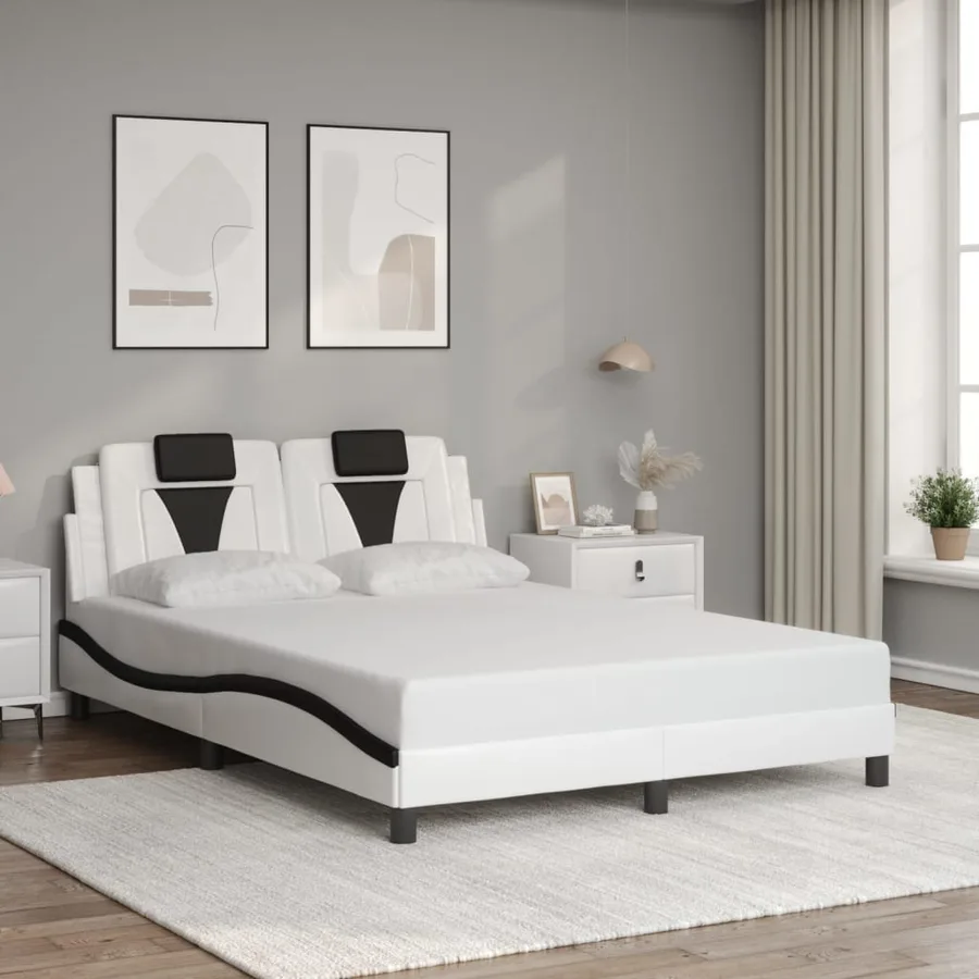Cadre de lit Viana avec LED sans matelas blanc et noir 140x200 cm - 4