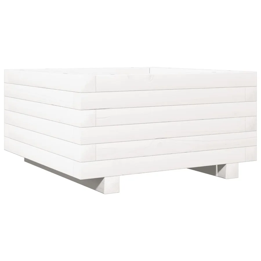 Jardinière blanc 50x50x26,5 cm bois de pin massif - 2
