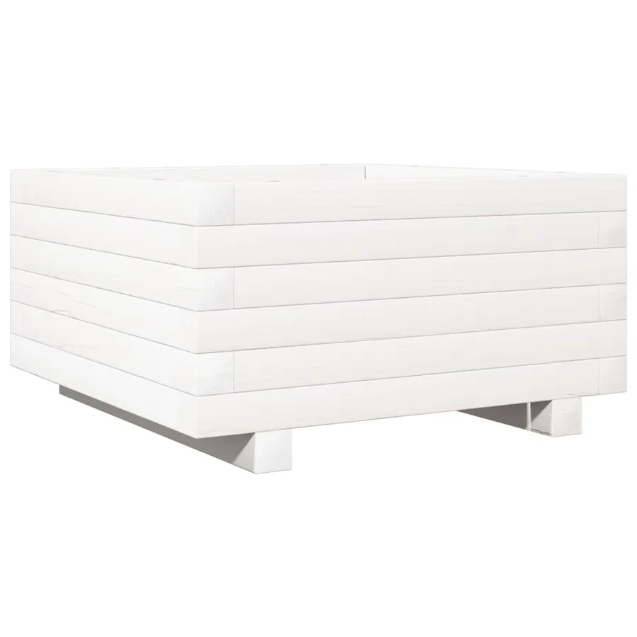 Jardinière blanc 50x50x26,5 cm bois de pin massif - 7