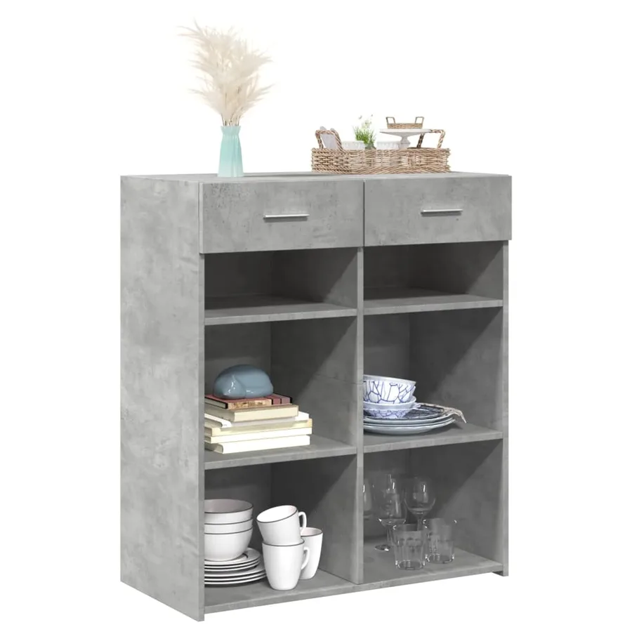 Buffet gris béton 80x42,5x93 cm bois d'ingénierie - 3