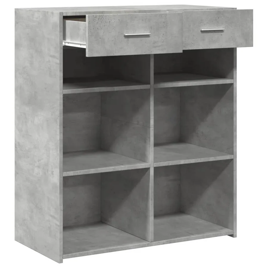 Buffet gris béton 80x42,5x93 cm bois d'ingénierie - 7