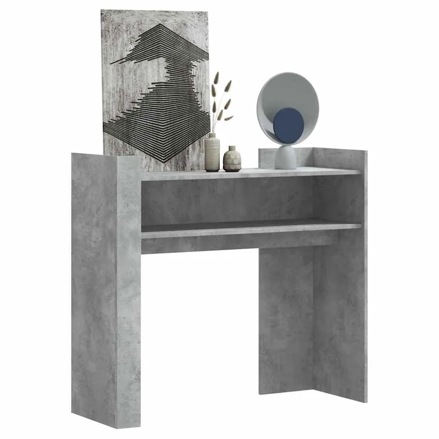 Table console gris béton 100x35x90 cm bois d'ingénierie