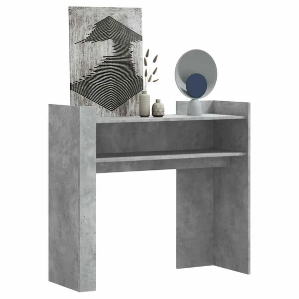 Table console gris béton 100x35x90 cm bois d'ingénierie