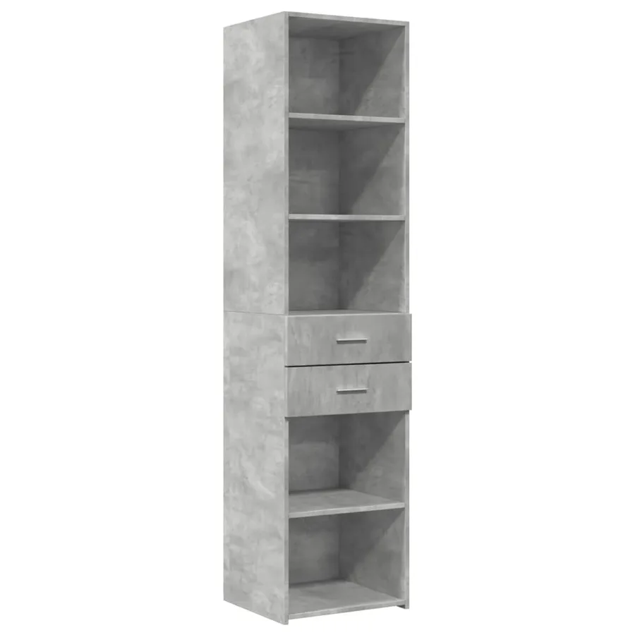 Buffet haut gris béton 45x42,5x185 cm bois d'ingénierie - 2