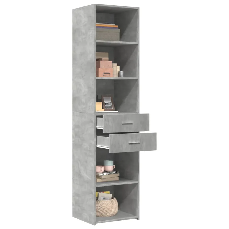 Buffet haut gris béton 45x42,5x185 cm bois d'ingénierie - 3