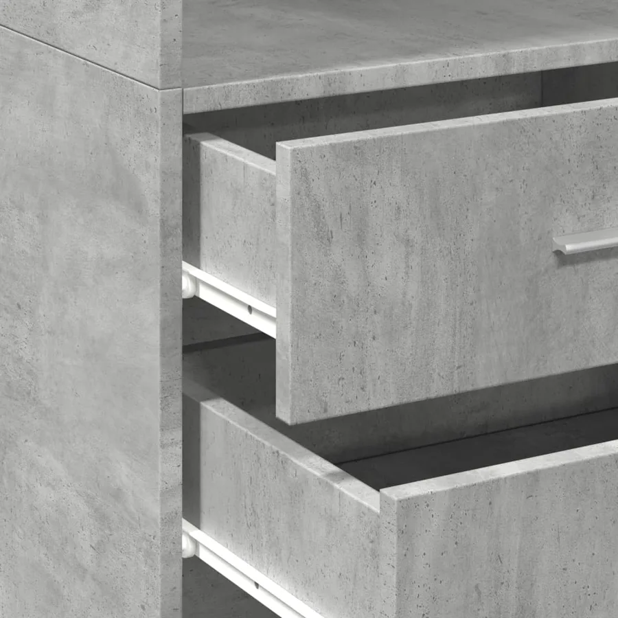 Buffet haut gris béton 45x42,5x185 cm bois d'ingénierie - 7