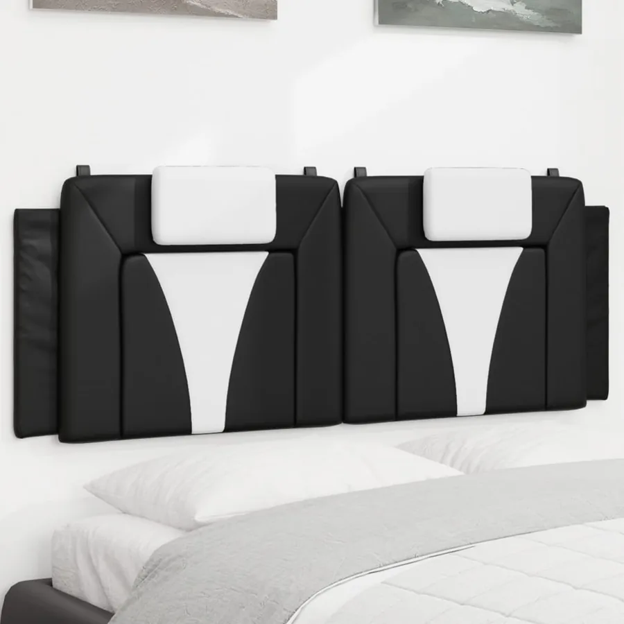 Coussin de tête de lit Viana noir et blanc 140 cm similicuir