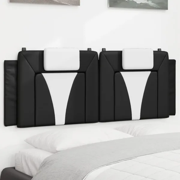 Coussin de tête de lit Viana noir et blanc 140 cm similicuir